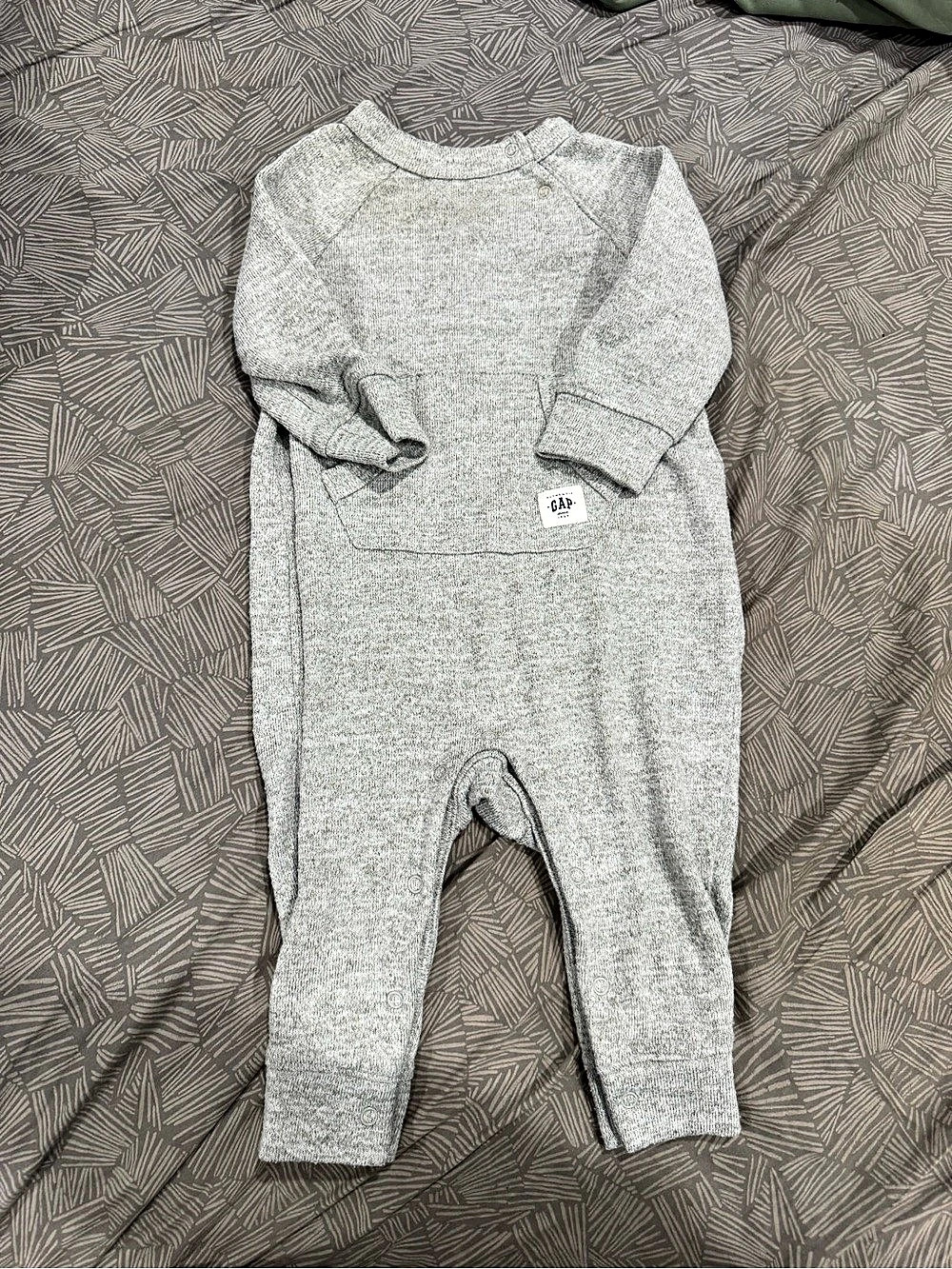 baby GAP Gray Knit Footless Romper Baby 3-6M Like New
